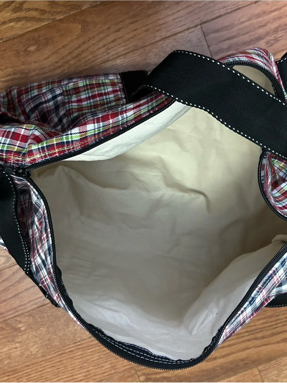 Plaid Travel Duffel Bag - Black Trim